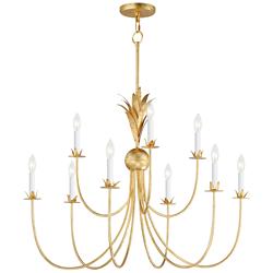Maxim Paloma 36" Wide Gold Leaf 9-Light Candelabra Chandelier