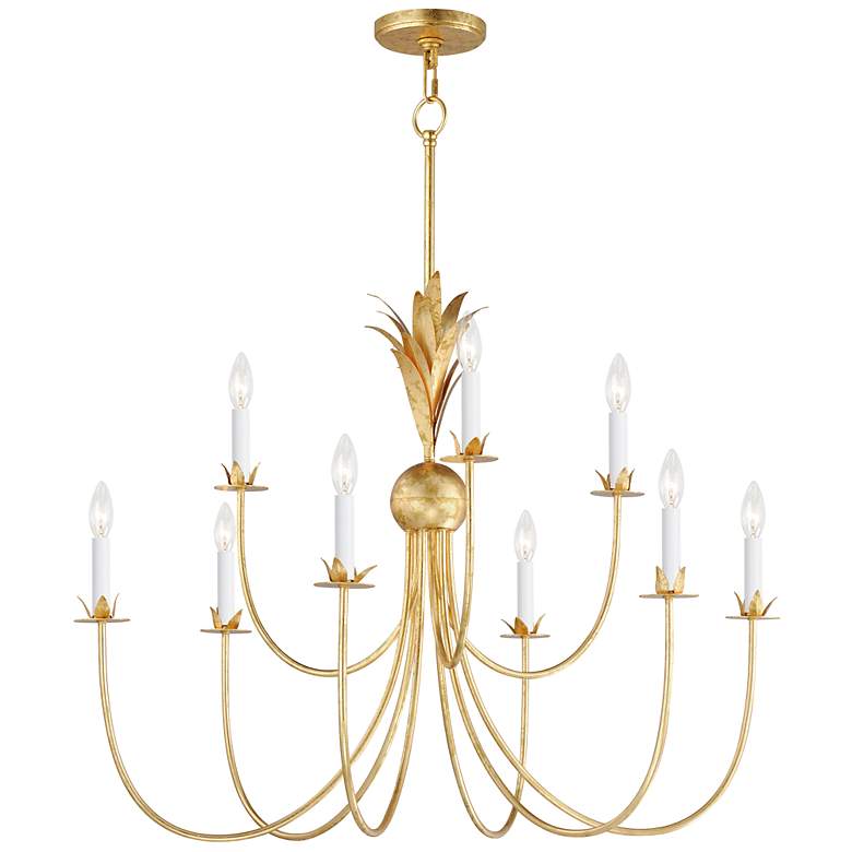 Image 2 Maxim Paloma 36" Wide Gold Leaf 9-Light Chandelier