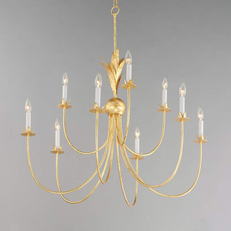 Image 1 Maxim Paloma 36" Wide Gold Leaf 9-Light Chandelier