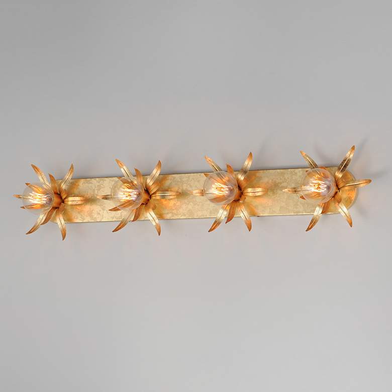 Image 3 Maxim Paloma 43" Wide Gold Leaf 4-Light Sconce more views