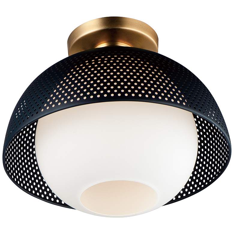 Image 2 Maxim Perf 14 1/4" Wide Black and Satin Brass Ceiling Light