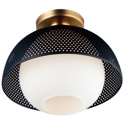 Maxim Perf 14 1/4" Wide Black and Satin Brass Ceiling Light