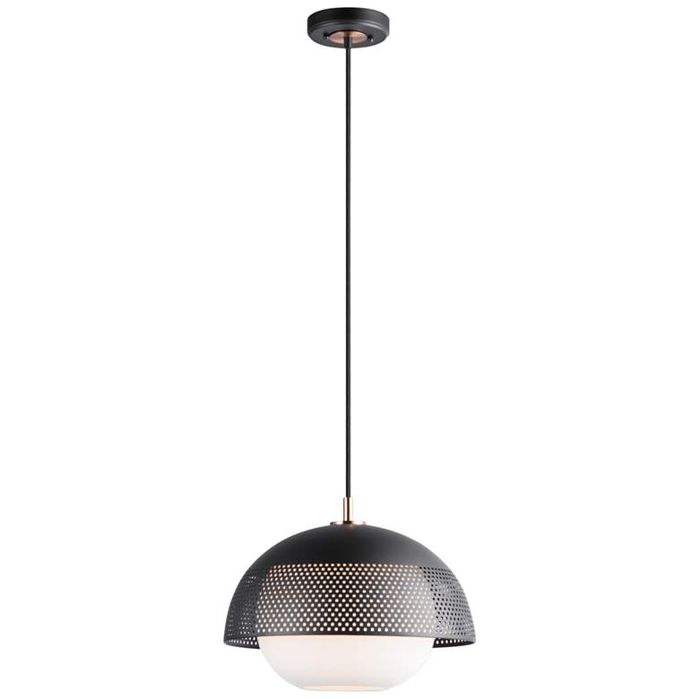 Image 2 Maxim Perf 14 1/4 inch Wide Black and Satin Brass Pendant Light