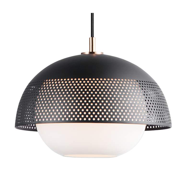Image 3 Maxim Perf 14 1/4" Wide Black and Satin Brass Pendant Light more views