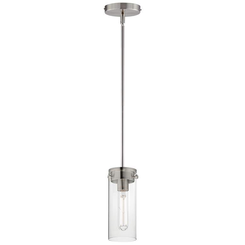 Image 1 Maxim Pinn 5" Wide Satin Nickel Mini Pendant w/ Clear Glass