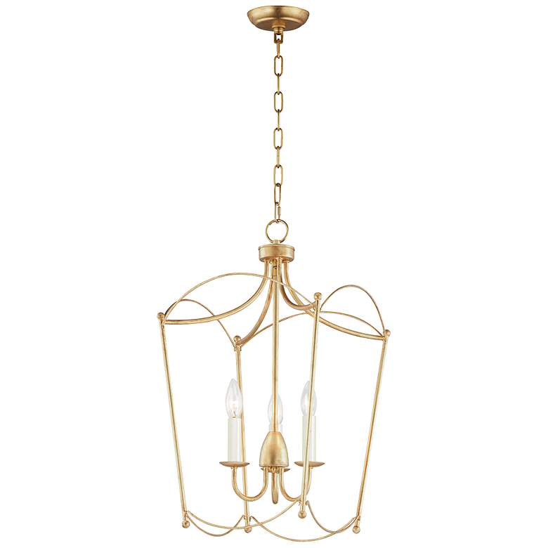 Image 1 Maxim Plumette 14" Wide Gold Leaf Metal 3-Light Pendant