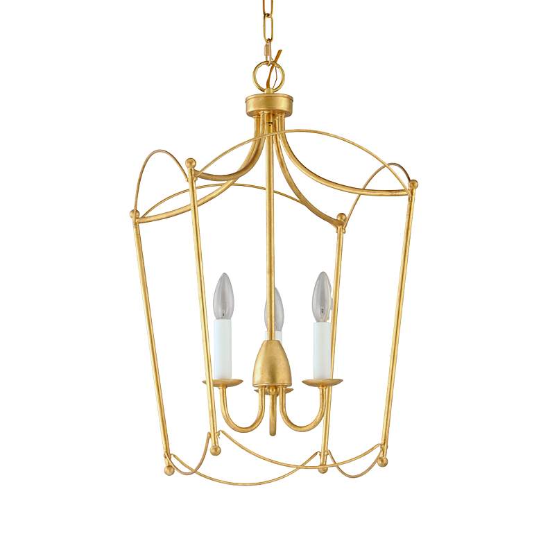 Image 2 Maxim Plumette 14" Wide Gold Leaf Metal 3-Light Pendant more views
