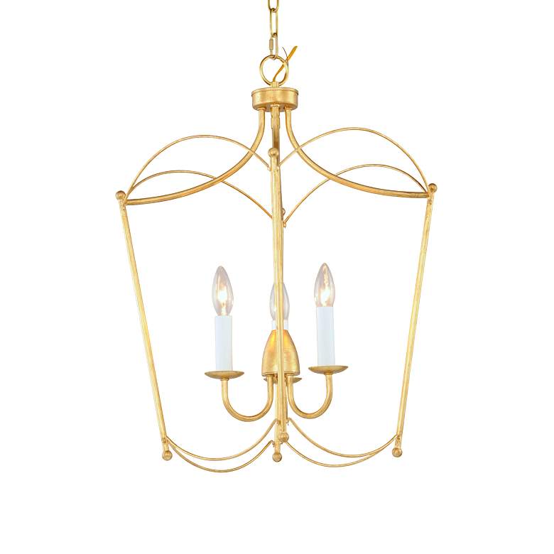 Image 3 Maxim Plumette 14" Wide Gold Leaf Metal 3-Light Pendant more views