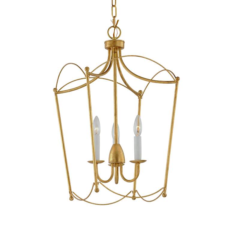 Image 4 Maxim Plumette 14" Wide Gold Leaf Metal 3-Light Pendant more views