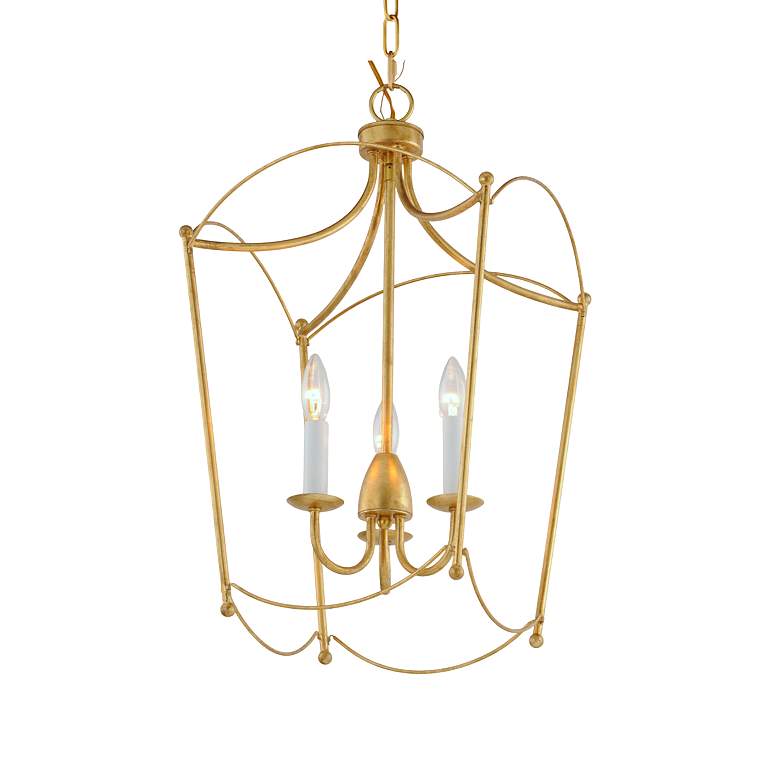 Image 6 Maxim Plumette 14" Wide Gold Leaf Metal 3-Light Pendant more views