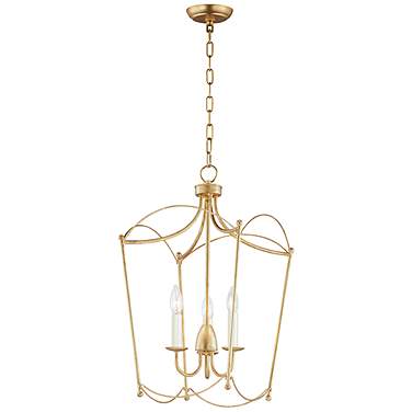 Maxim Plumette 14" Wide Gold Leaf Metal 3-Light Pendant