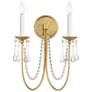 1_Maxim Plumette 16" High Gold Leaf 2-Light Wall Sconce w Crystal