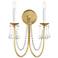 Maxim Plumette 16" High Gold Leaf 2-Light Wall Sconce w Crystal