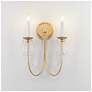 3_Maxim Plumette 16" High Gold Leaf 2-Light Wall Sconce w Crystal more views
