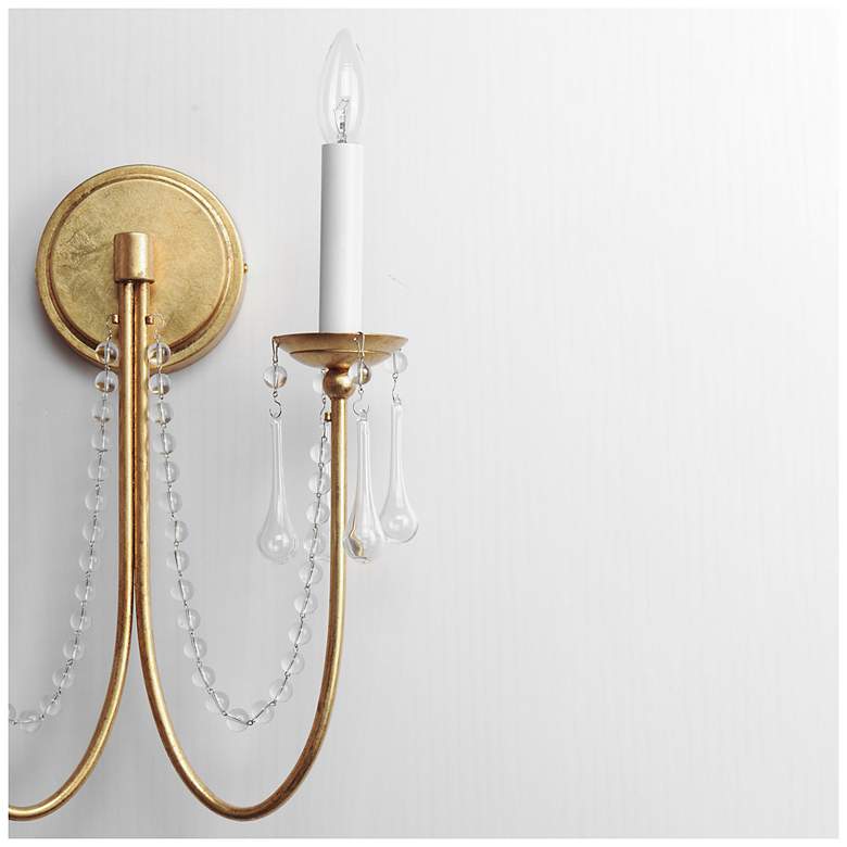 Image 6 Maxim Plumette 16" High Gold Leaf 2-Light Wall Sconce w Crystal more views