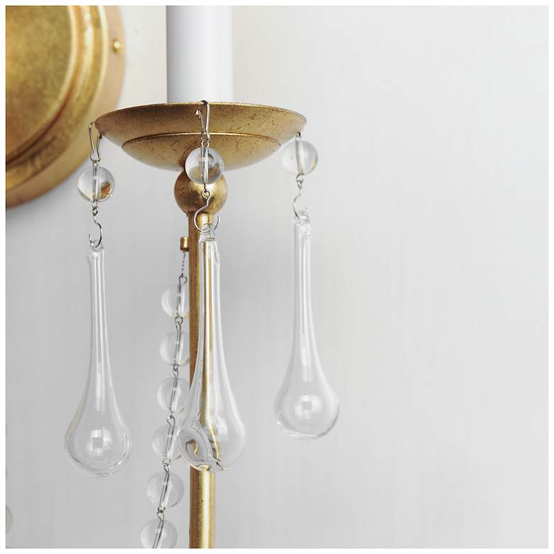 Image 7 Maxim Plumette 16" High Gold Leaf 2-Light Wall Sconce w Crystal more views