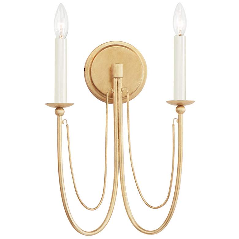 Image 2 Maxim Plumette 16" High 2-Light Gold Leaf Candelabra Wall Light Sconce