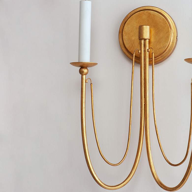 Image 6 Maxim Plumette 16" High 2-Light Gold Leaf Candelabra Wall Light Sconce more views