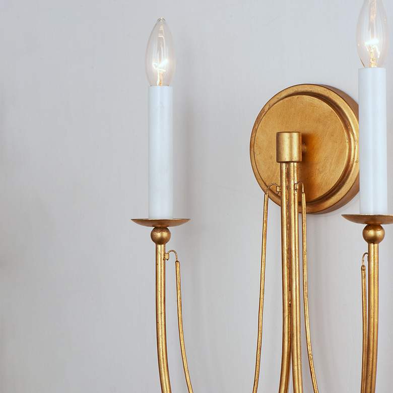 Image 7 Maxim Plumette 16" High 2-Light Gold Leaf Candelabra Wall Light Sconce more views