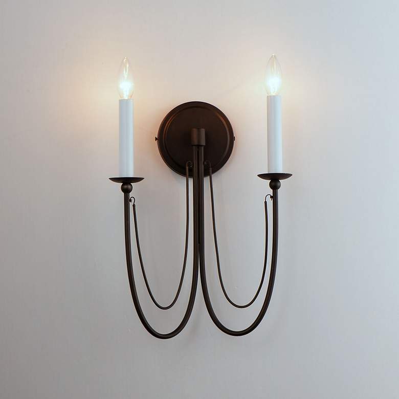 Image 1 Maxim Plumette 16" High Chestnut Bronze 2-Light Wall Sconce