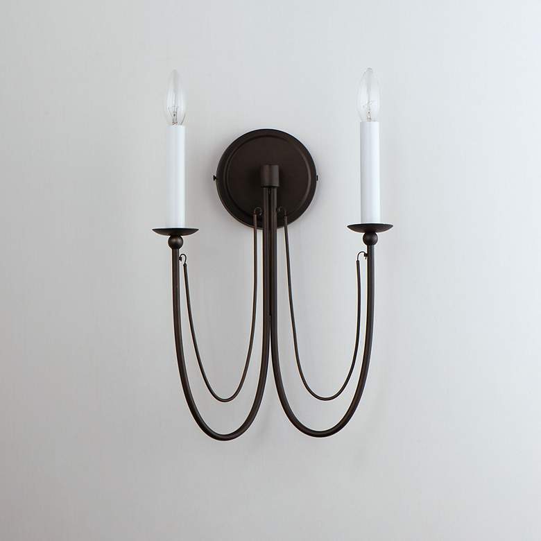Image 3 Maxim Plumette 16" High Chestnut Bronze 2-Light Wall Sconce more views