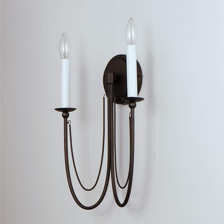 Image 6 Maxim Plumette 16" High Chestnut Bronze 2-Light Wall Sconce more views