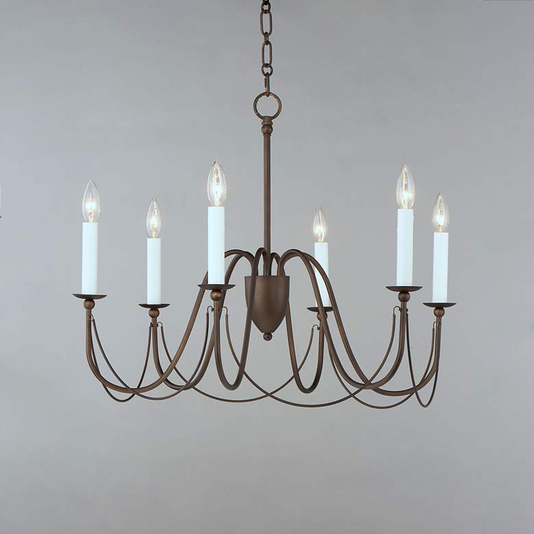 Image 1 Maxim Plumette 28" Wide Chestnut Bronze 6-Light Chandelier