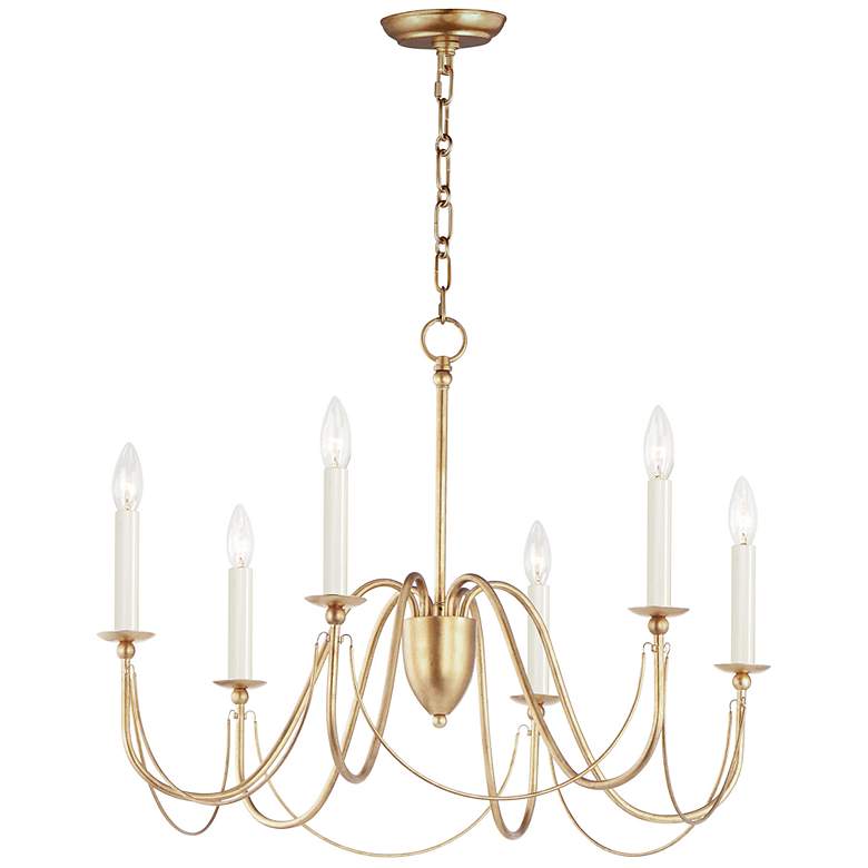 Image 2 Maxim Plumette 28" Wide Gold Leaf 6-Light Chandelier