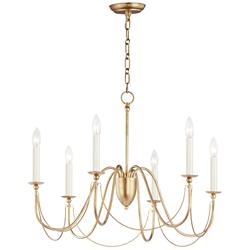 Maxim Plumette 28" Wide Gold Leaf 6-Light Chandelier