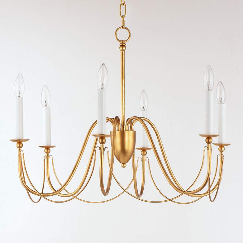 Image 3 Maxim Plumette 28" Wide Gold Leaf 6-Light Chandelier more views
