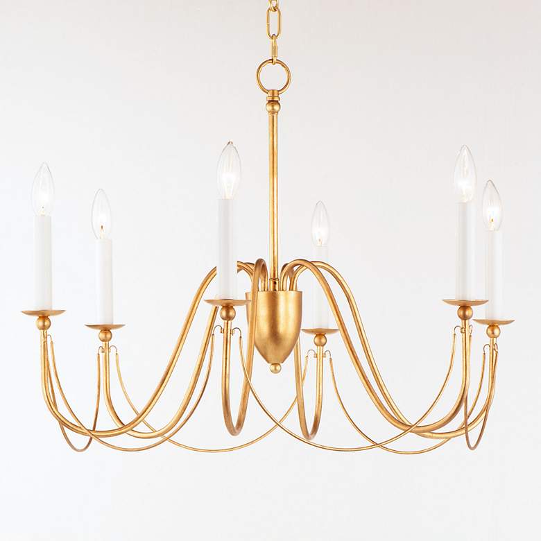 Image 4 Maxim Plumette 28" Wide Gold Leaf 6-Light Chandelier more views