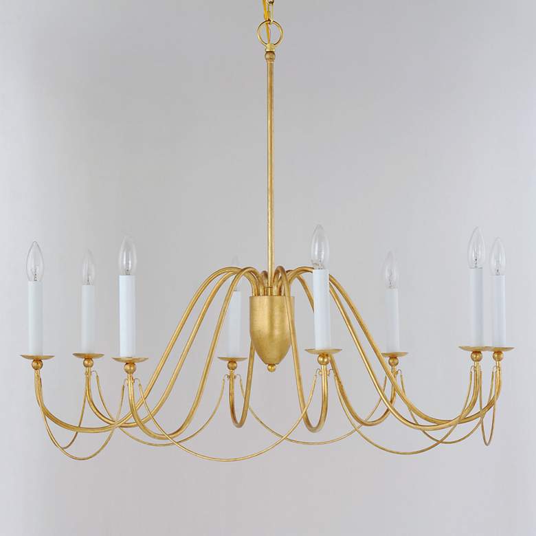 Image 3 Maxim Plumette 36" Wide Gold Leaf 8-Light Candle Chandelier more views