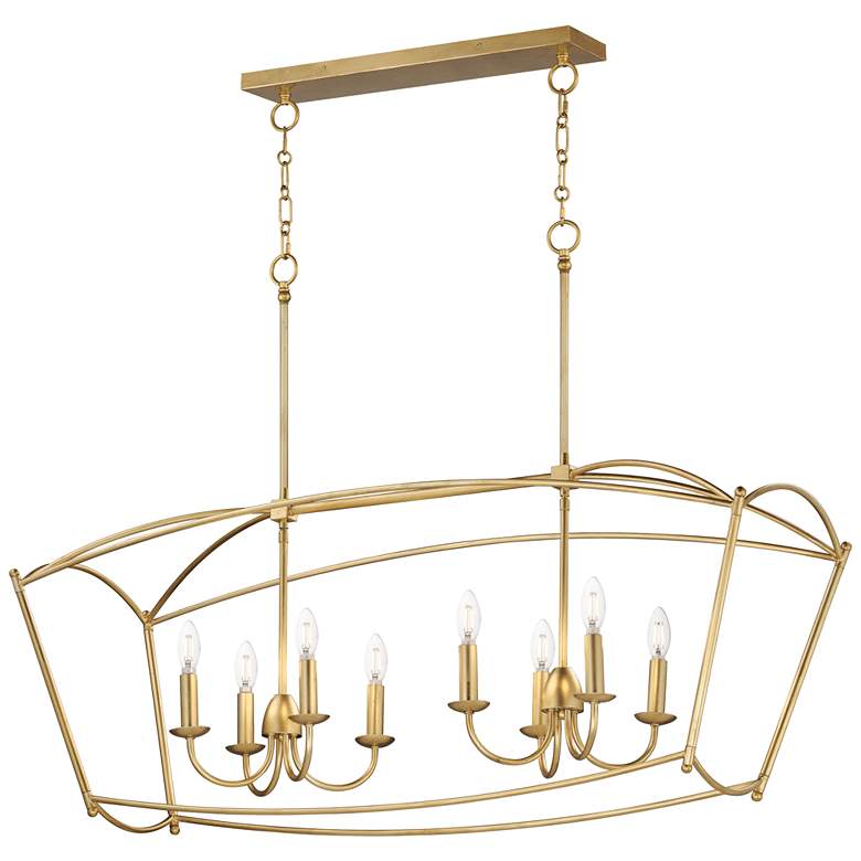 Image 1 Maxim Plumette 48" Gold Leaf 8-Light Linear Pendant