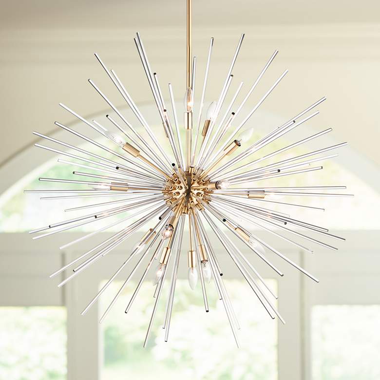 Image 1 Maxim Polaris 37 1/2" High Satin Brass 16-Light Sputnik Pendant