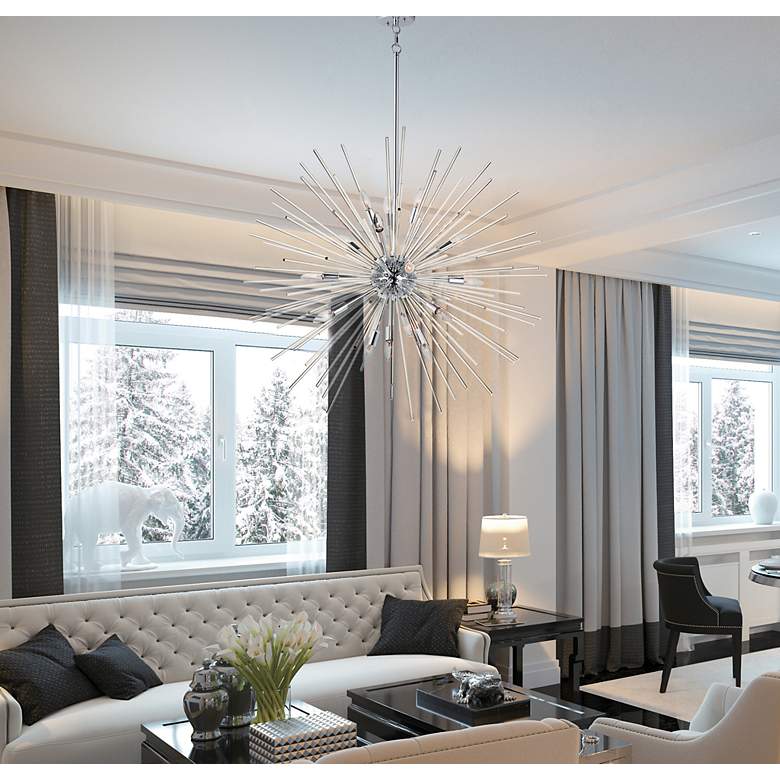 Image 6 Maxim Polaris 40" Wide Modern Chrome Starburst Sputnik Pendant Light more views
