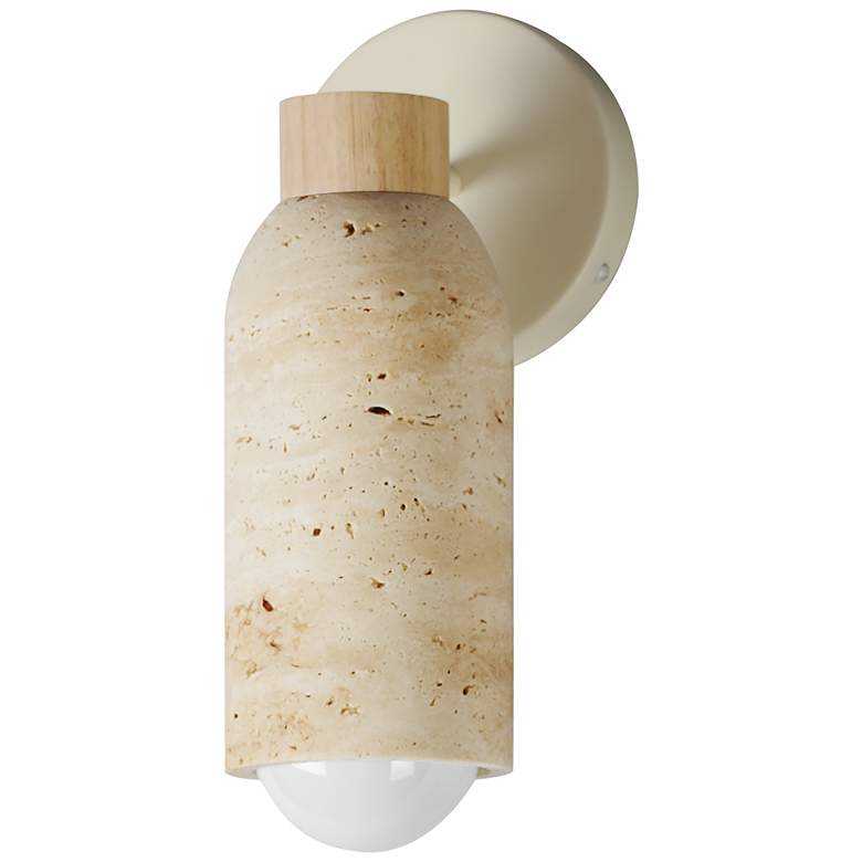 Image 1 Maxim Pompeii 12" High Travertine/Oyster 1-Light Wall Sconce