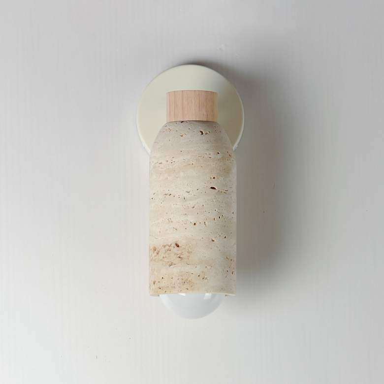 Image 2 Maxim Pompeii 12" High Travertine/Oyster 1-Light Wall Sconce more views