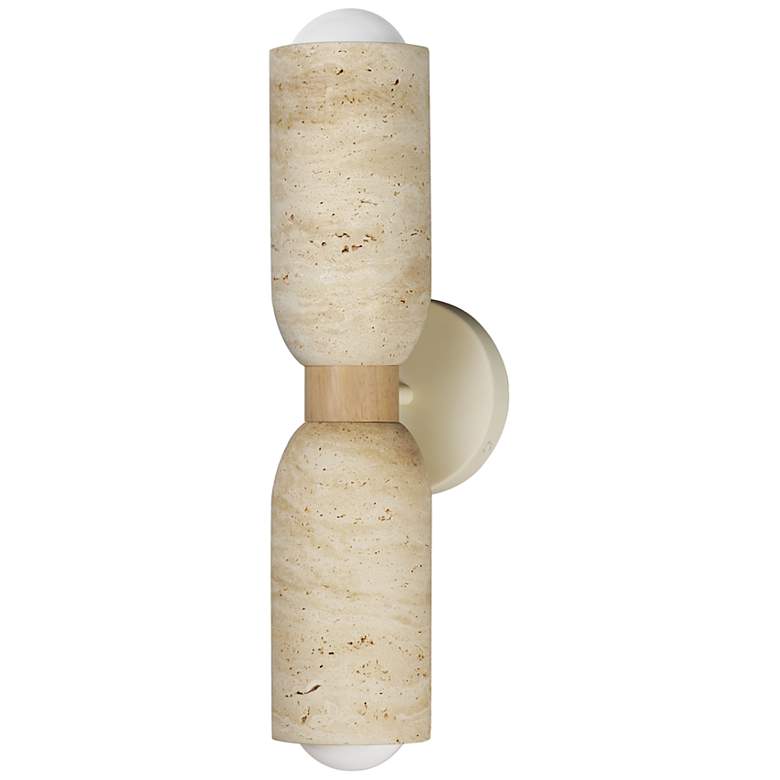 Image 1 Maxim Pompeii 19 1/2" High Travertine/Oyster 2-Light Wall Sconce