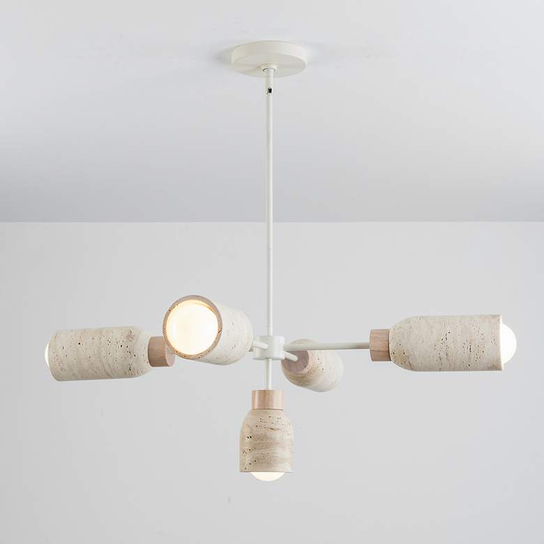 Image 2 Maxim Pompeii 36 1/2" Wide Travertine/Oyster 5-Light Pendant more views