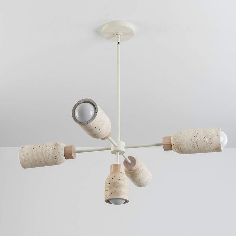 Image 3 Maxim Pompeii 36 1/2" Wide Travertine/Oyster 5-Light Pendant more views