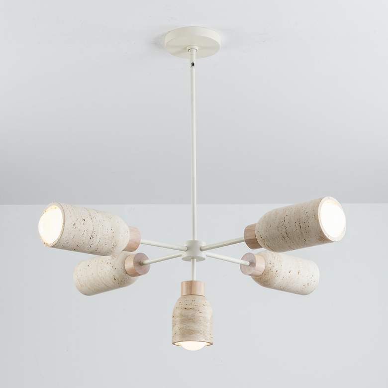 Image 4 Maxim Pompeii 36 1/2" Wide Travertine/Oyster 5-Light Pendant more views
