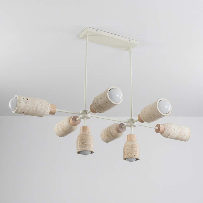 Image 2 Maxim Pompeii 49 1/2" Travertine/Oyster 8-Light Pendant more views