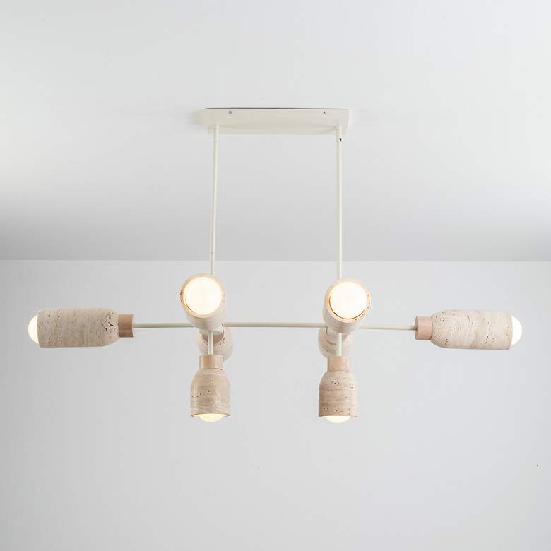 Image 3 Maxim Pompeii 49 1/2" Travertine/Oyster 8-Light Pendant more views