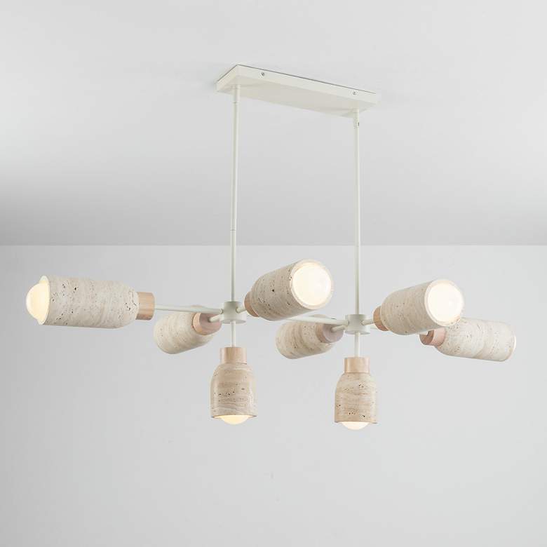 Image 4 Maxim Pompeii 49 1/2" Travertine/Oyster 8-Light Pendant more views