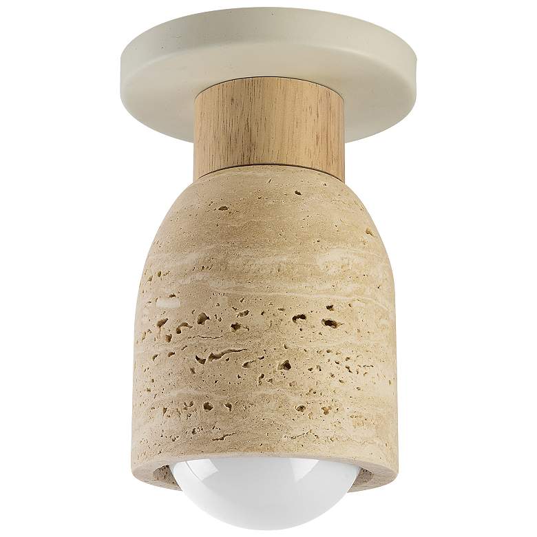 Image 1 Maxim Pompeii 5" Wide Travertine/Oyster 1-Light Ceiling Light
