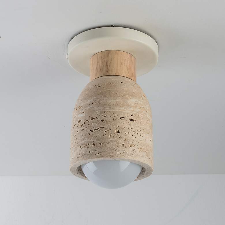 Image 2 Maxim Pompeii 5" Wide Travertine/Oyster 1-Light Ceiling Light more views