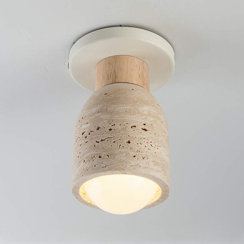Image 3 Maxim Pompeii 5" Wide Travertine/Oyster 1-Light Ceiling Light more views