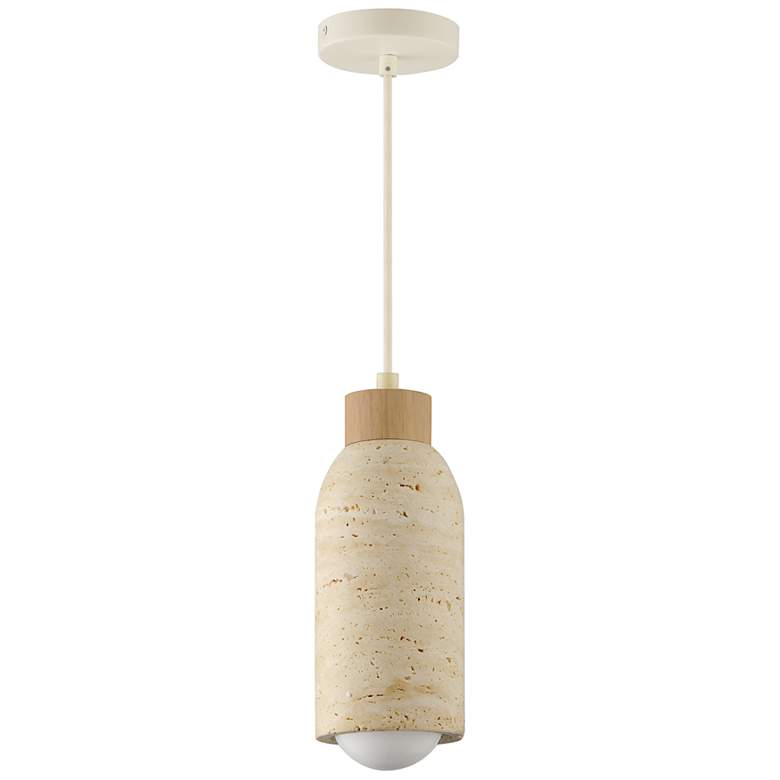 Image 1 Maxim Pompeii 5" Wide Travertine/Oyster Single Pendant