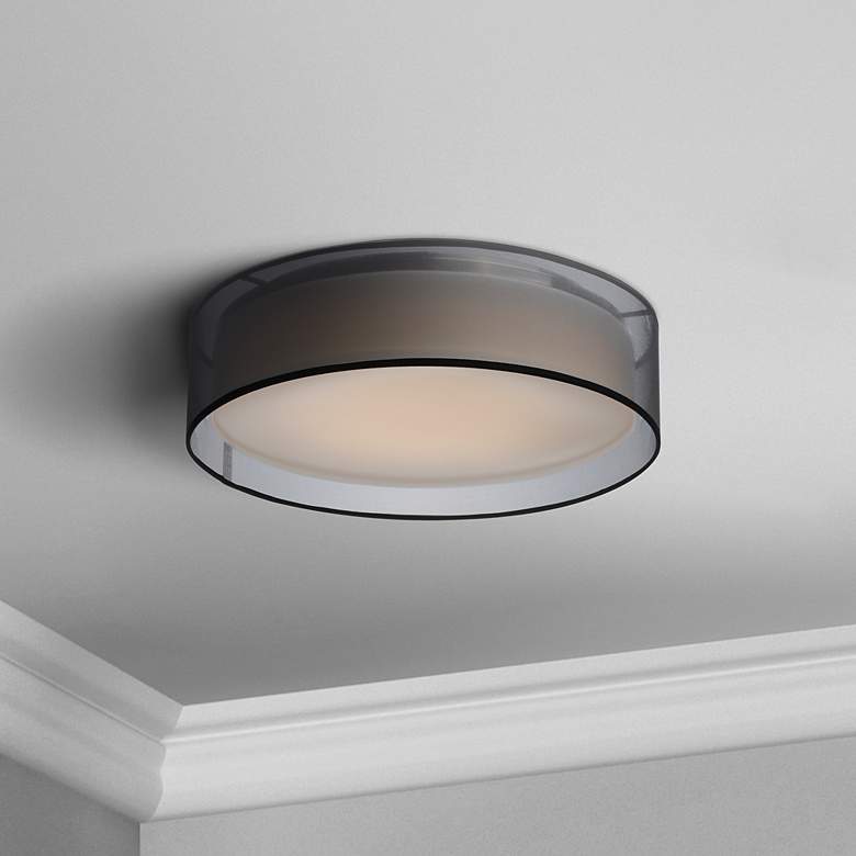 Image 1 Maxim Prime 16" Wide Black Organza LED Ceiling Light