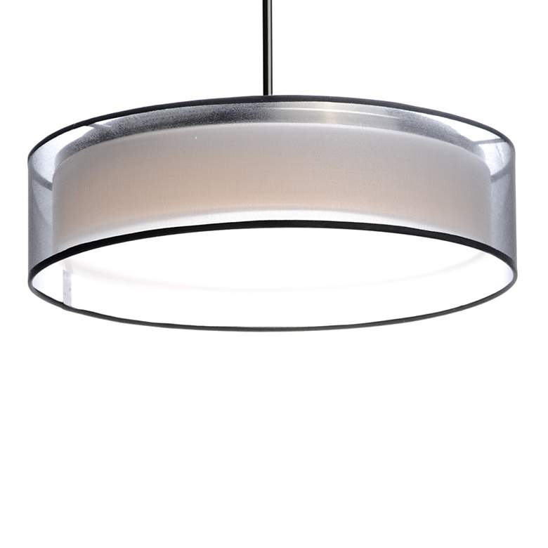 Image 4 Maxim Prime 16" Wide Black Organza Shade LED Pendant Light more views